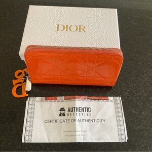 SOLD!    Dior Patent Leather Orange Wallet EUC